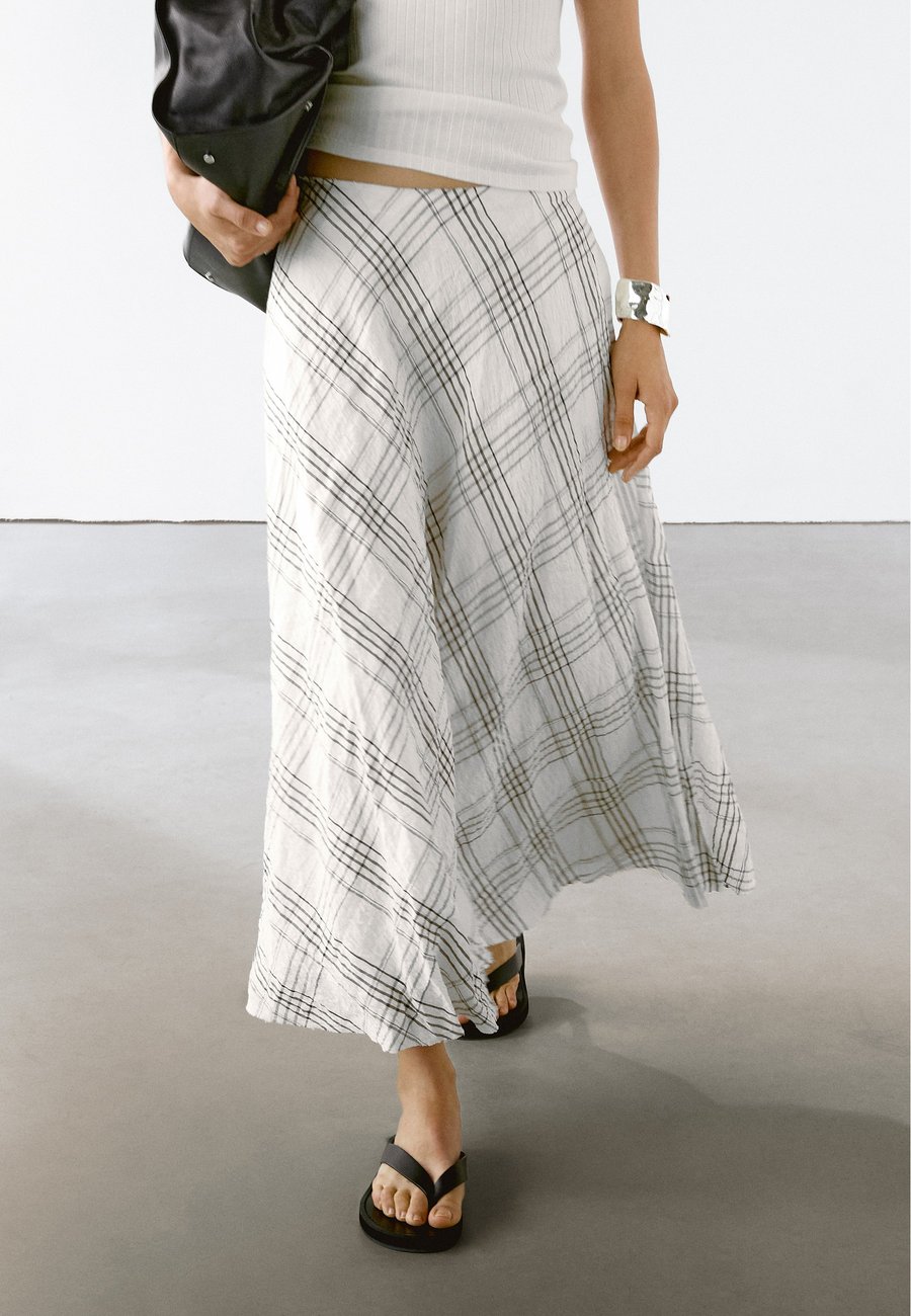 

Юбка Massimo Dutti FLOWING CHECK MIDI, White