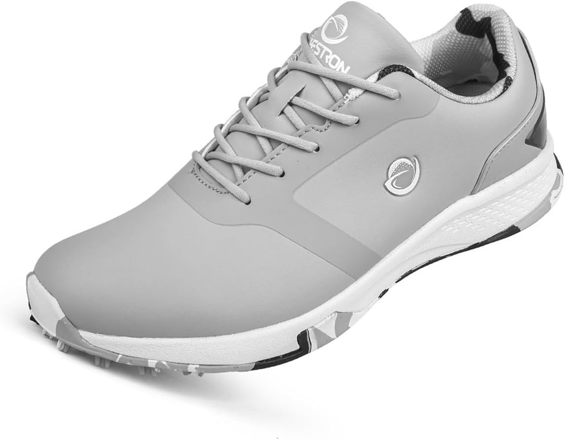 

Водонепроницаемые гольф-кроссовки, повседневные профессиональные кожаные гольф-кеды, легкая обувь без шипов для мужчин Omcam, серый