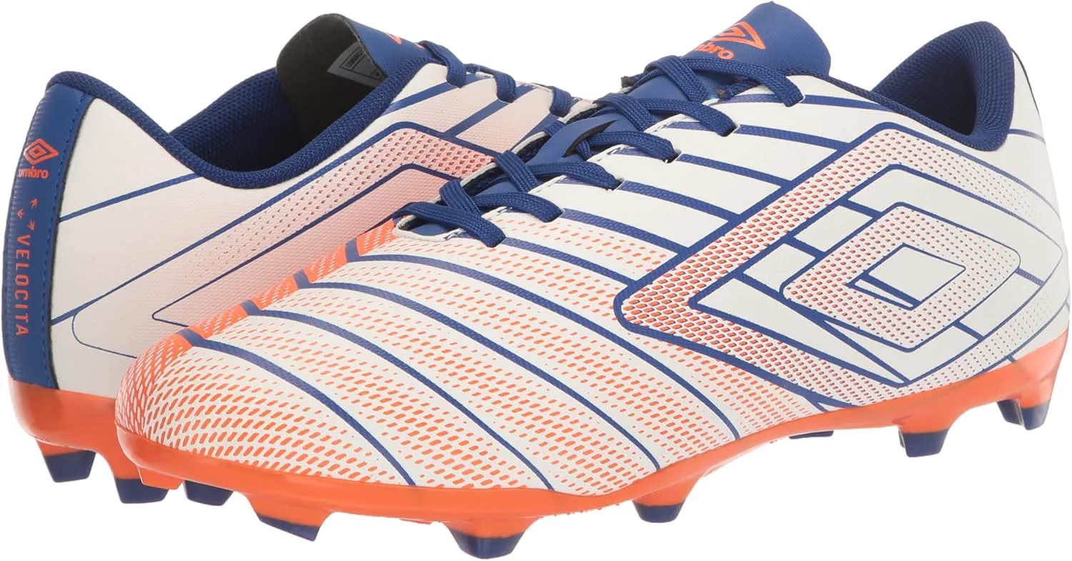 Мужские бутсы Umbro Velocita Elixir League FG, белый/оранжевый/синий — фото 2