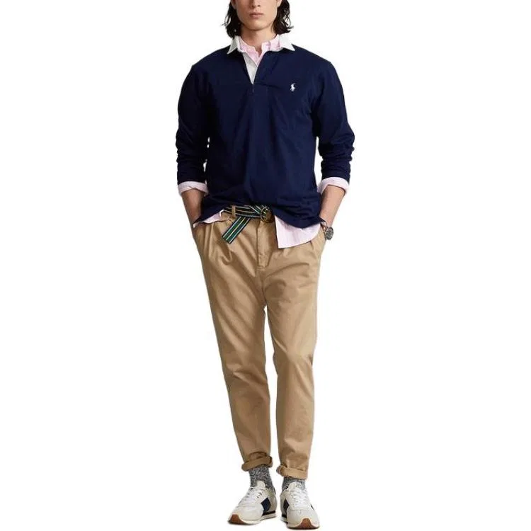 Поло с длинным рукавом Polo Ralph Lauren темно-синий — фото 3