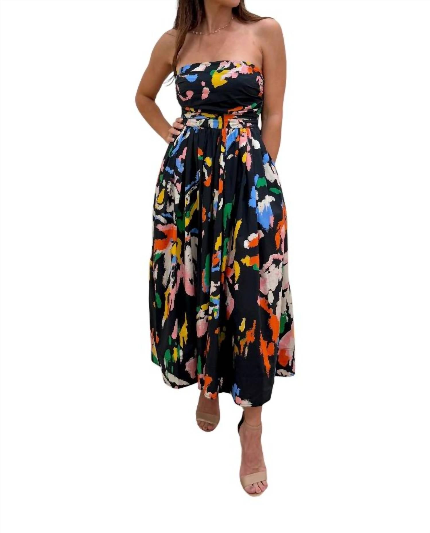 

A.L.C. Платье-миди Tate, черное с разноцветными вставками