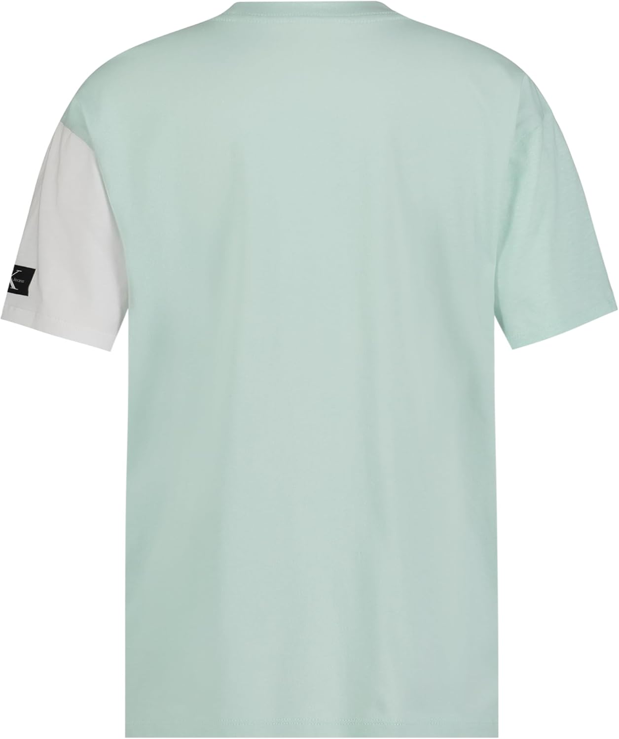 Футболка Calvin Klein Boys с коротким рукавом, модным принтом и круглым вырезом, удобная, свободного кроя, Block Party Lt Sage Heather — фото 3