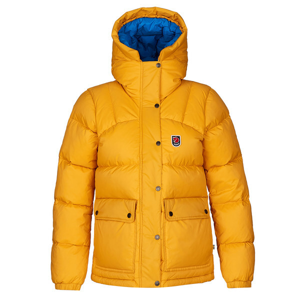 

Пуховик Fjällräven, цвет Mustard Yellow-Un Blue