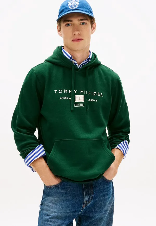 

Худи с капюшоном и завязками из махровой ткани с логотипом Tommy Hilfiger, Nocturnal Green, Зеленый, Худи с капюшоном и завязками из махровой ткани с логотипом Tommy Hilfiger, Nocturnal Green