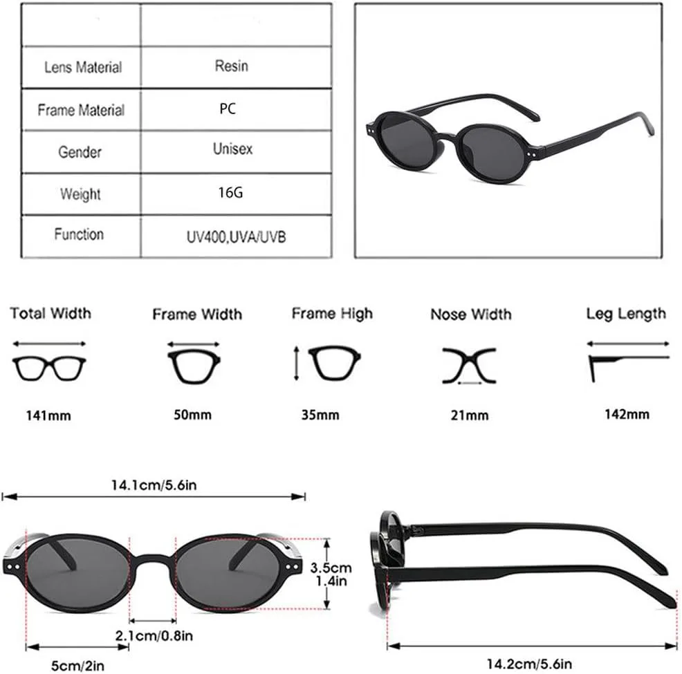 

Ретро маленькие овальные солнцезащитные очки для женщин, модные заклепки, леопардовый принт, панк-очки для мужчин, солнцезащитные очки UV400 HYYZZC, Black Blue