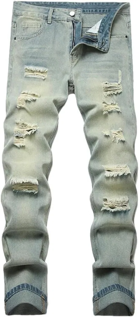 Джинсы прямые с заплатками, желтый