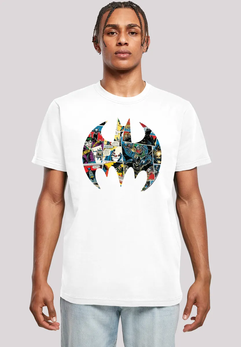 

Футболка F4NT4STIC "DC Comics Batman Comic Book Logo", мужская, премиум-мерч, стандартного кроя, базовая модель, с принтом, белый