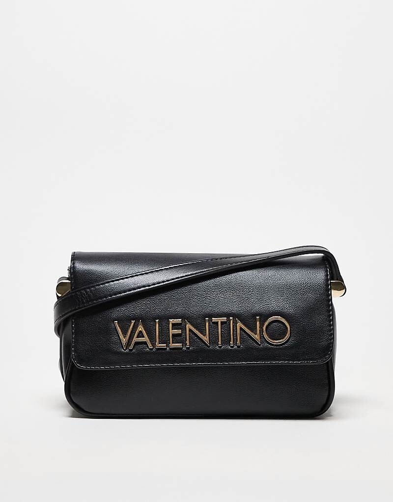 

Черная сумка через плечо Valentino Caprice с клапаном и золотым логотипом