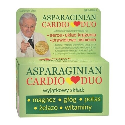 

Аспарагиниан Кардио Дуо 50 таблеток Сердце Кровообращение Магний Калий Железо Стресс, Uniphar