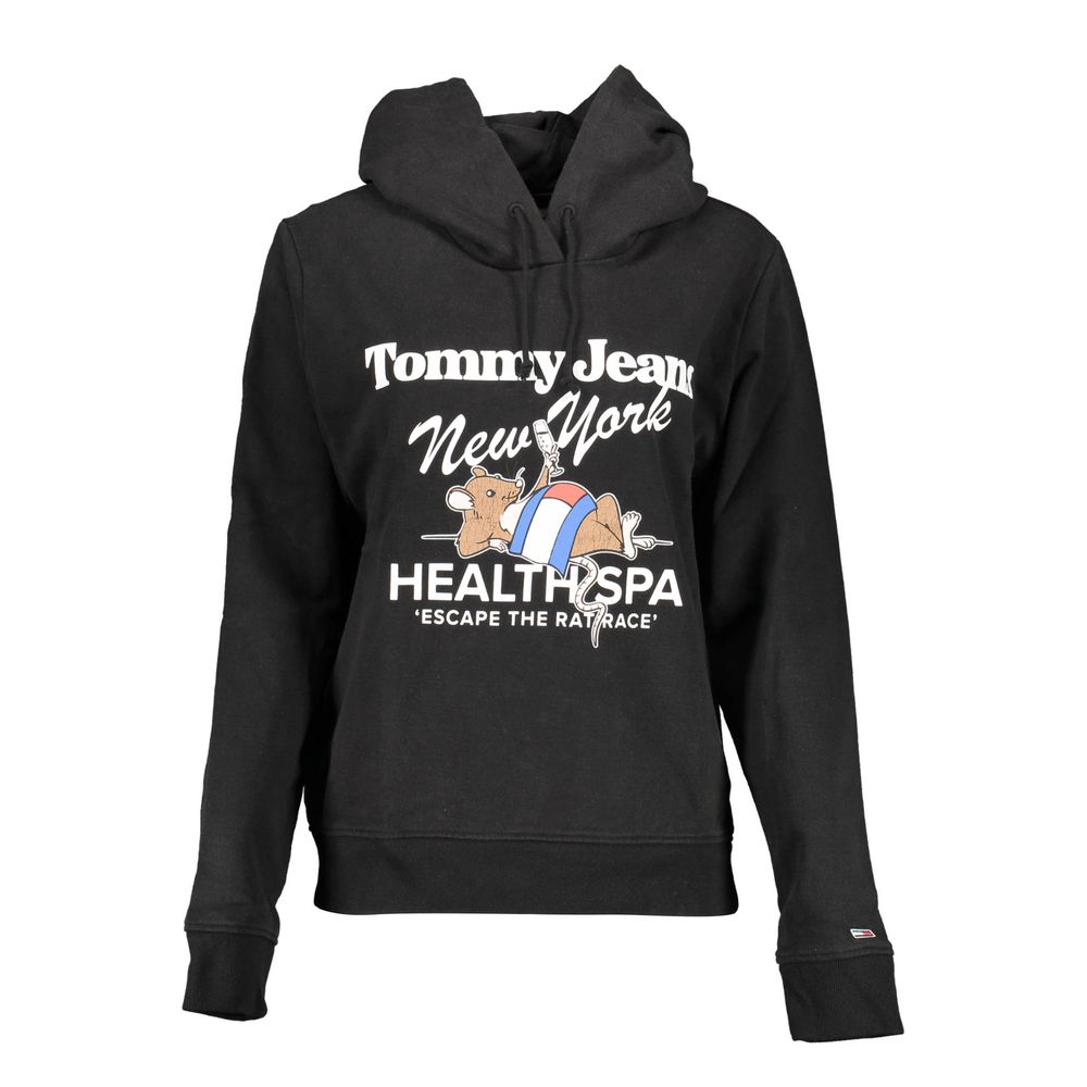 Черная хлопковая женская толстовка с капюшоном Tommy Hilfiger