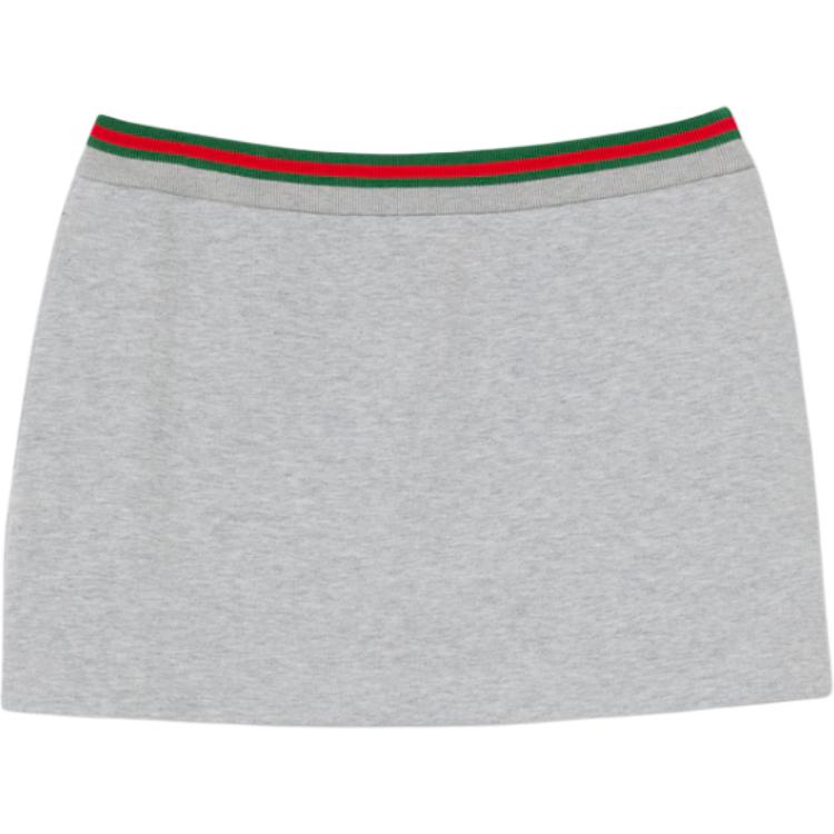 

Юбка из хлопкового трикотажа с узором «Паутина» Gucci, светлый серый