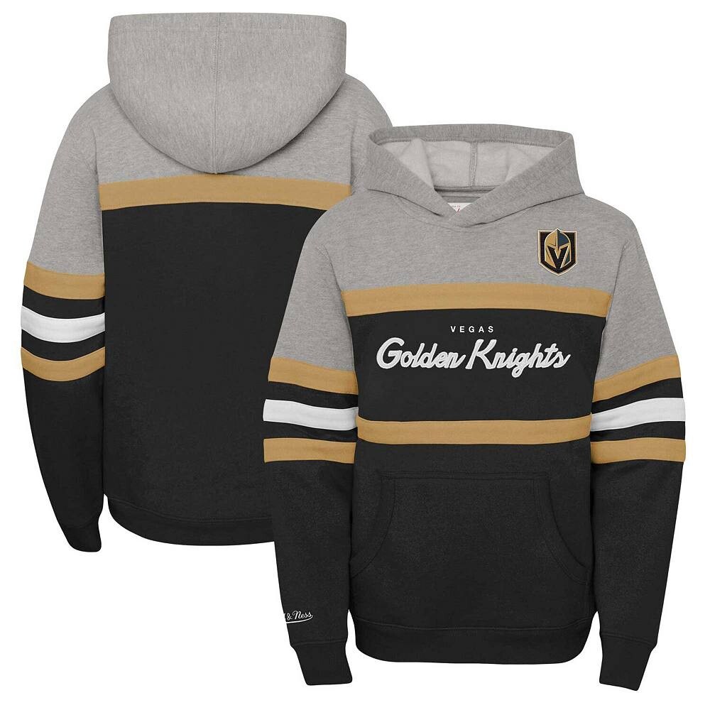 Молодежный пуловер с капюшоном для главного тренера Mitchell & Ness Black Vegas Golden Knights, цвет Lvk Black — фото 2