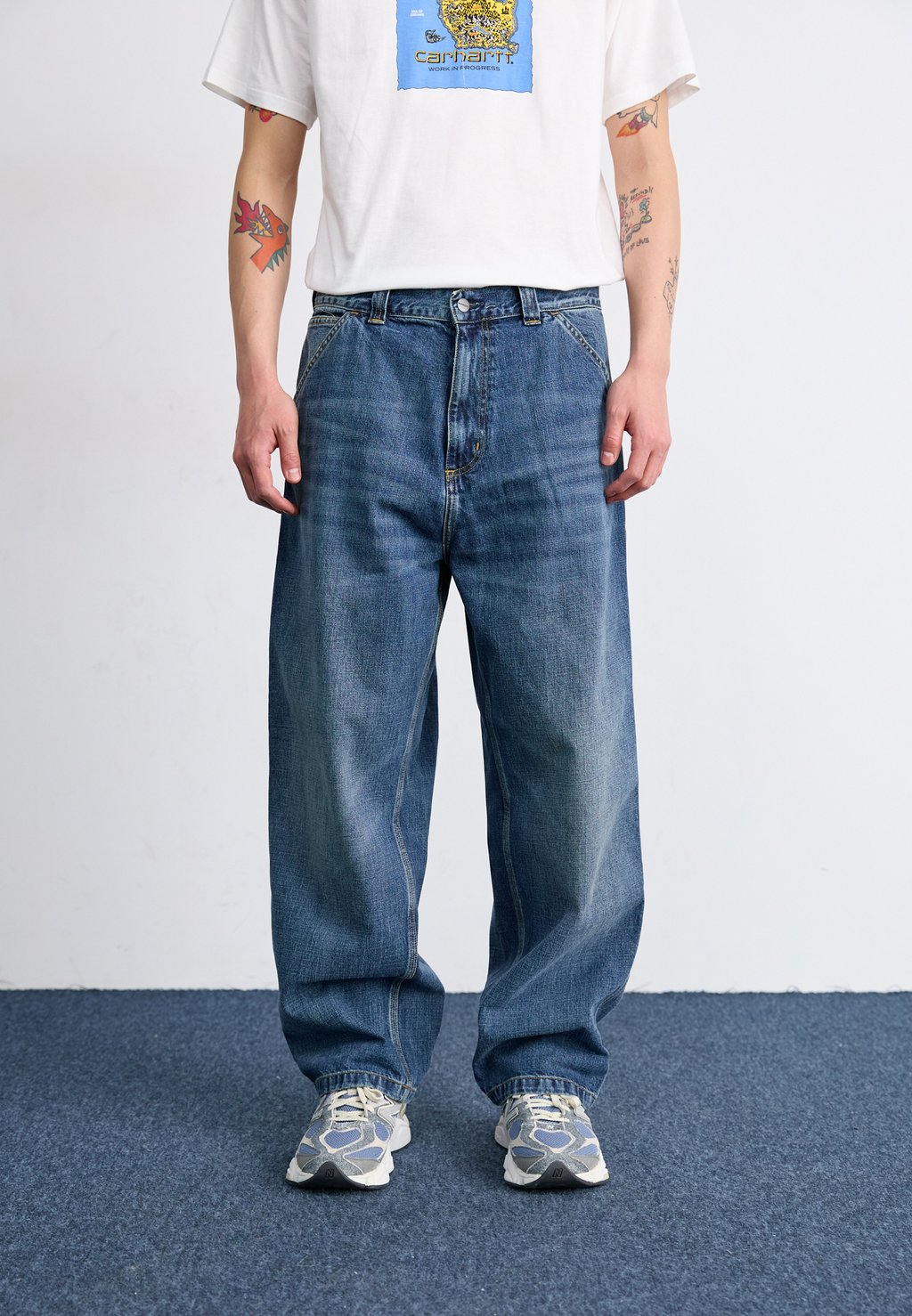 

Джинсы свободного кроя SINGLE KNEE PANT Carhartt WIP, цвет Blue Dark Used Washed