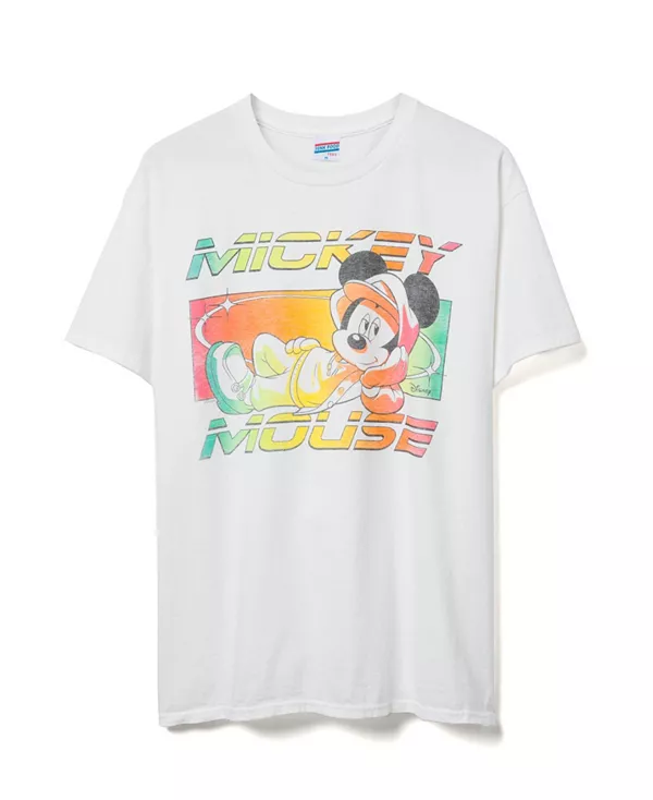 

Футболка унисекс с Микки Маусом в стиле стритвеар, посвященная блошиному рынку. Junk Food Clothing, белый