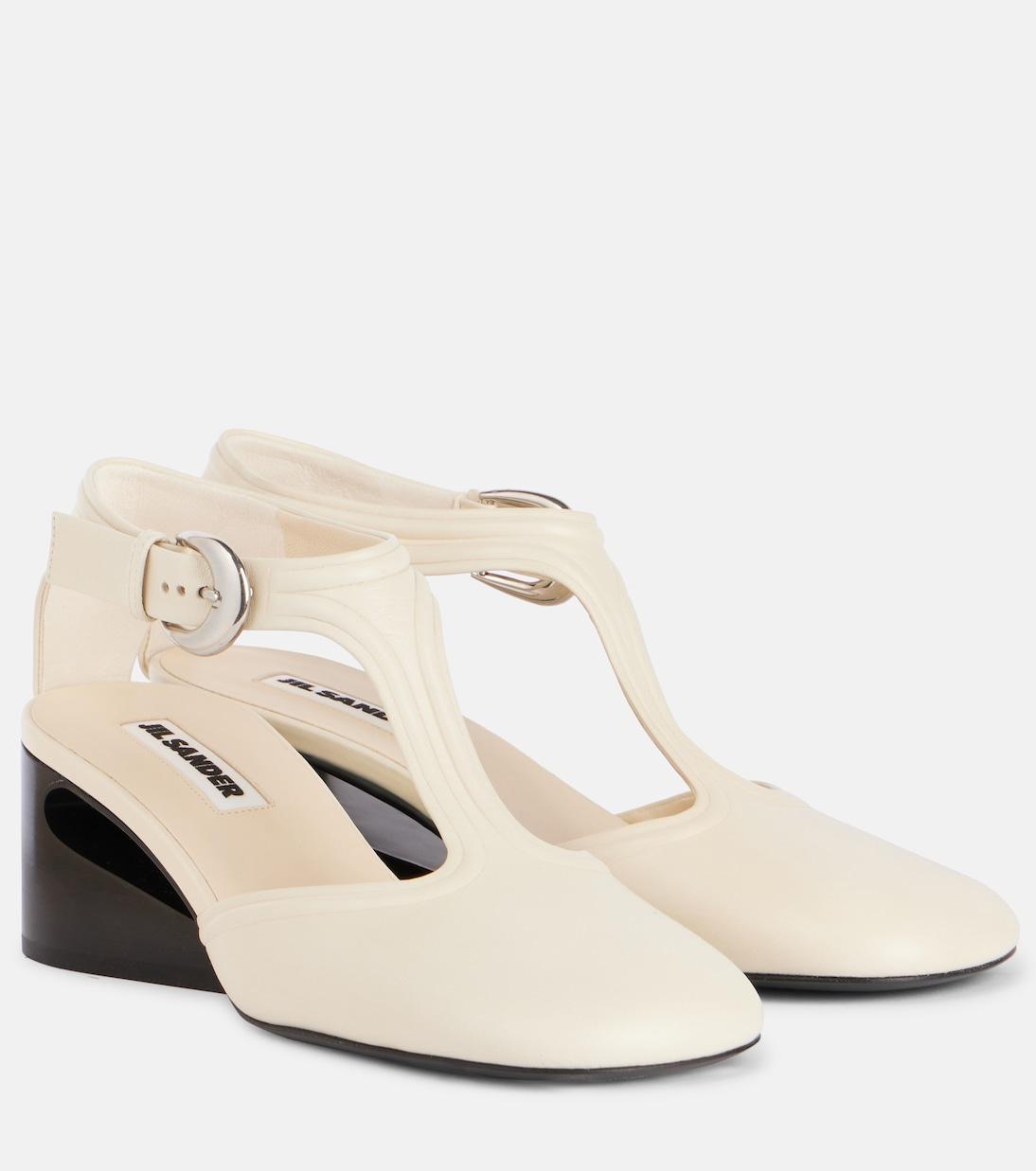 Кожаные туфли Мэри Джейн Jil Sander, Chalk