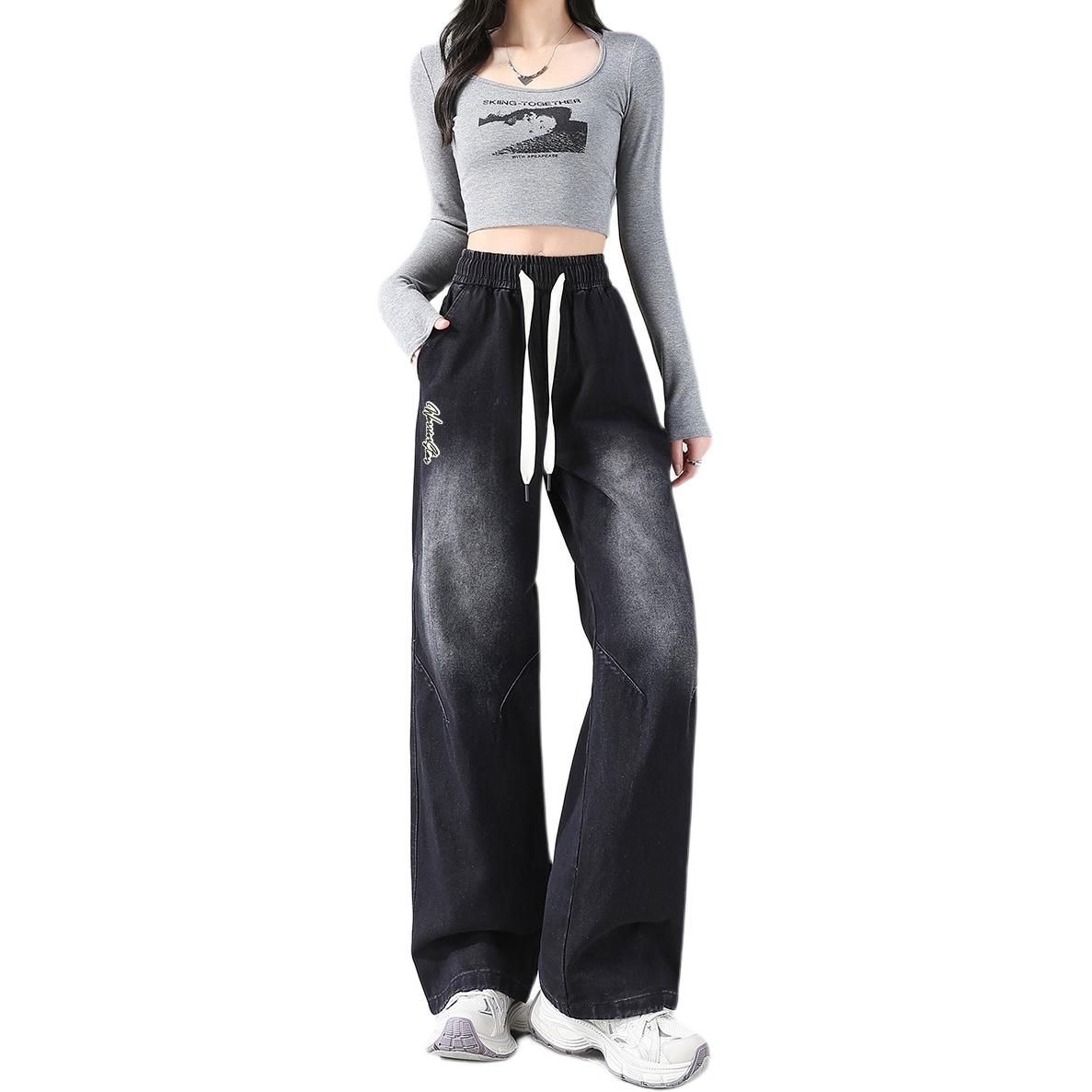 

Джинсы Open Ended Smiling Collection для женщин, умеренный прямой крой WARRIOR, черный серый