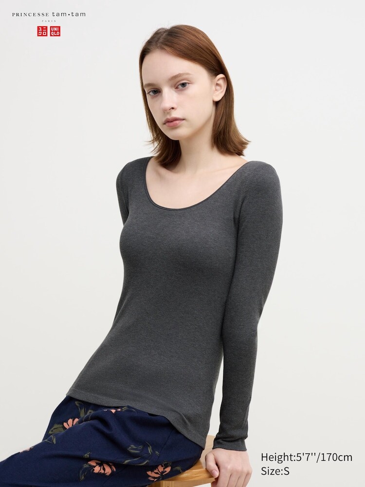 

Кофта домашняя женская с круглым вырезом Uniqlo, цвет 07 серый