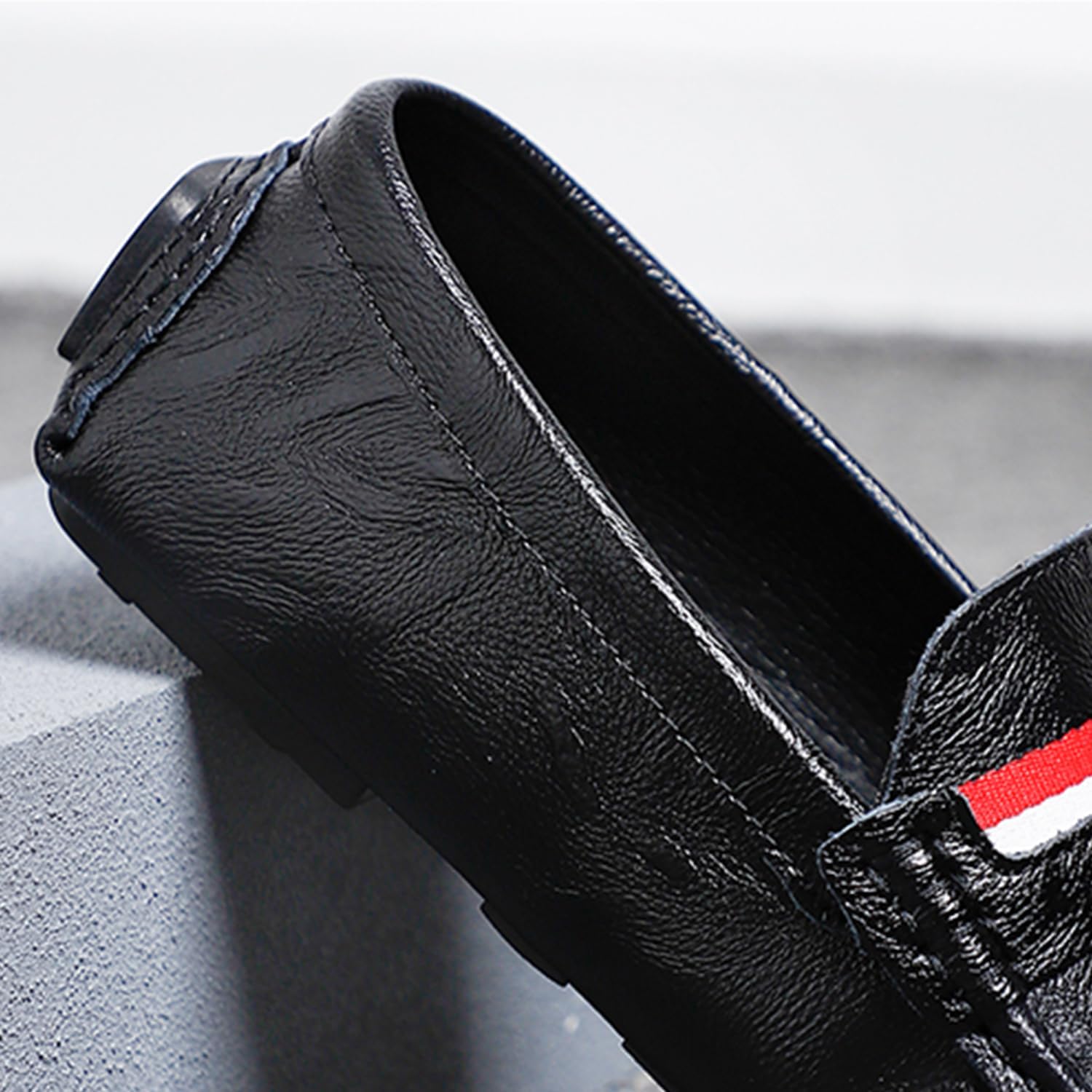 Мужские мокасины Dacnakby Penny Loafers, лоферы, слипоны с красно-белой полоской, повседневная обувь на плоской подошве, лодочные туфли — фото 4