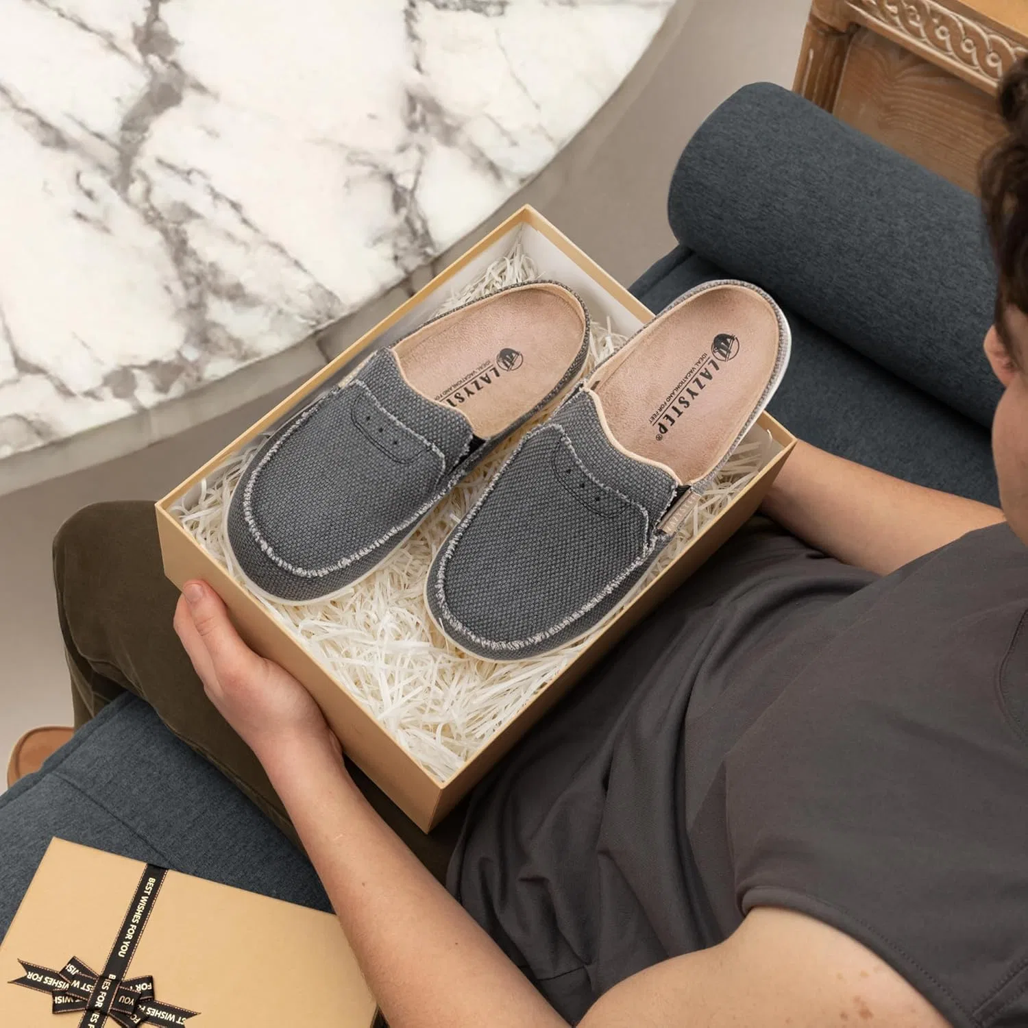 Тапочки с поддержкой стопы LazyStep, charcoal — фото 3