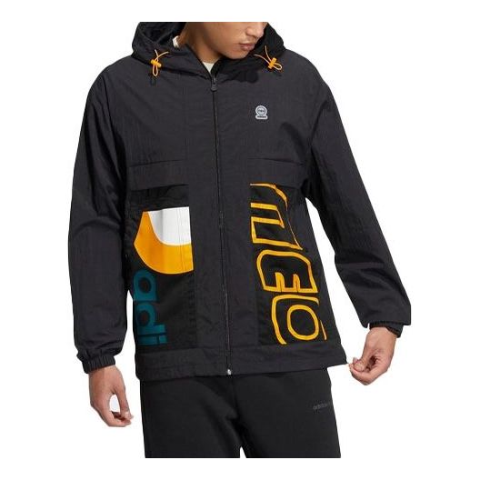 

Куртка Men's adidas neo Sports Woven Alphabet Hooded Jacket Black, мультиколор