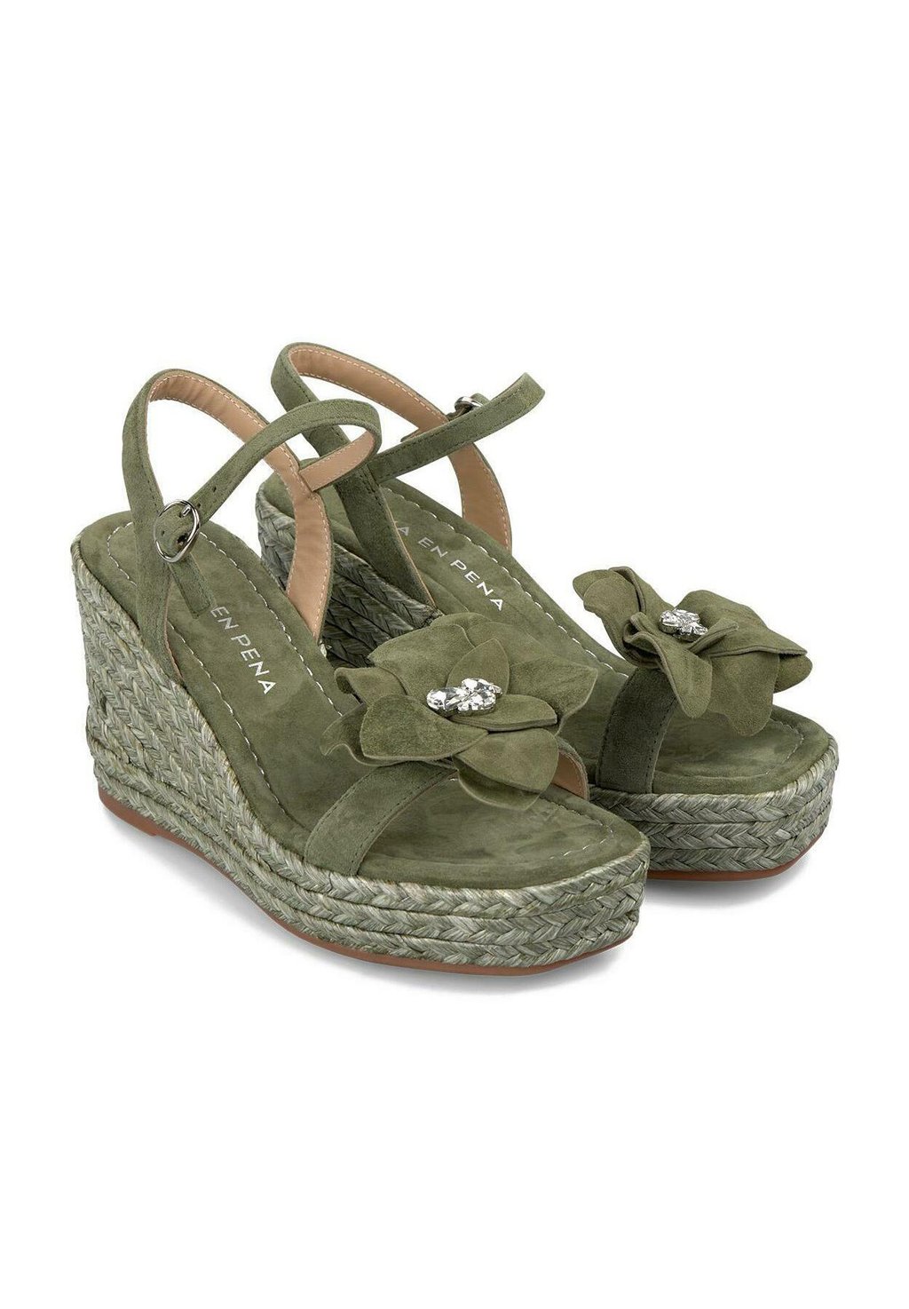 Босоножки на танкетке DE CON CIERRE HEBILLA - High heeled sandals Alma en Pena, цвет Verde Oscuro Jaspeado — фото 3