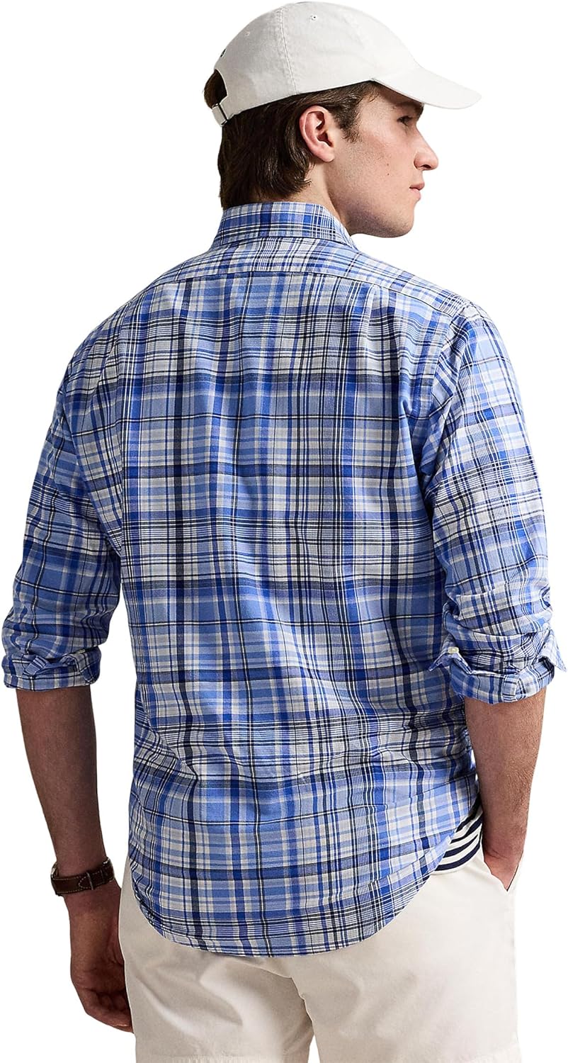 POLO RALPH LAUREN Мужская классическая фланелевая рубашка Performance, Blue Multi — фото 2