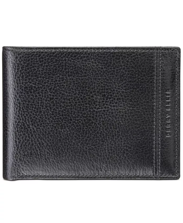 

Мужской кожаный кошелек с защитой RFID Perry Ellis Portfolio, черный