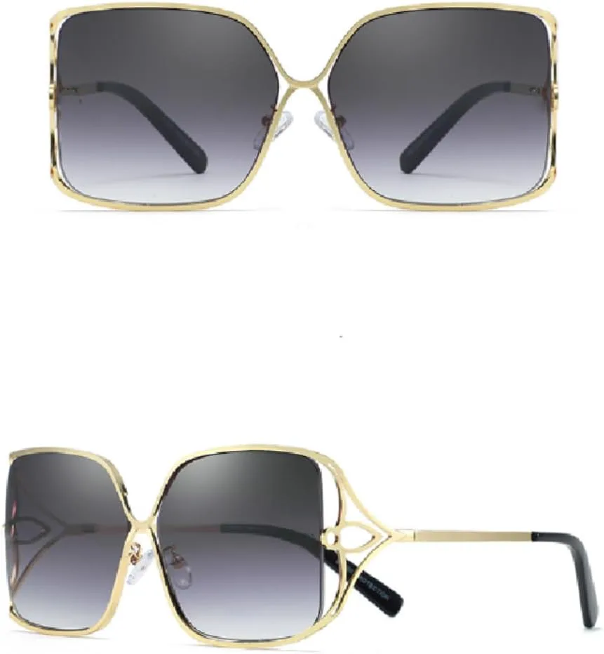 

Женские очки в крупной металлической оправе, роскошные, с ажурной конструкцией, модные солнцезащитные очки для повседневной носки и защиты от солнца TKKTLLT, 2