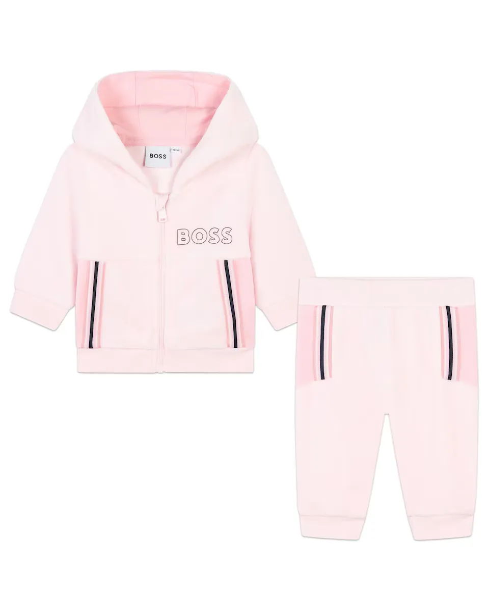 

Розовый спортивный костюм с капюшоном для девочки BOSS Kidswear