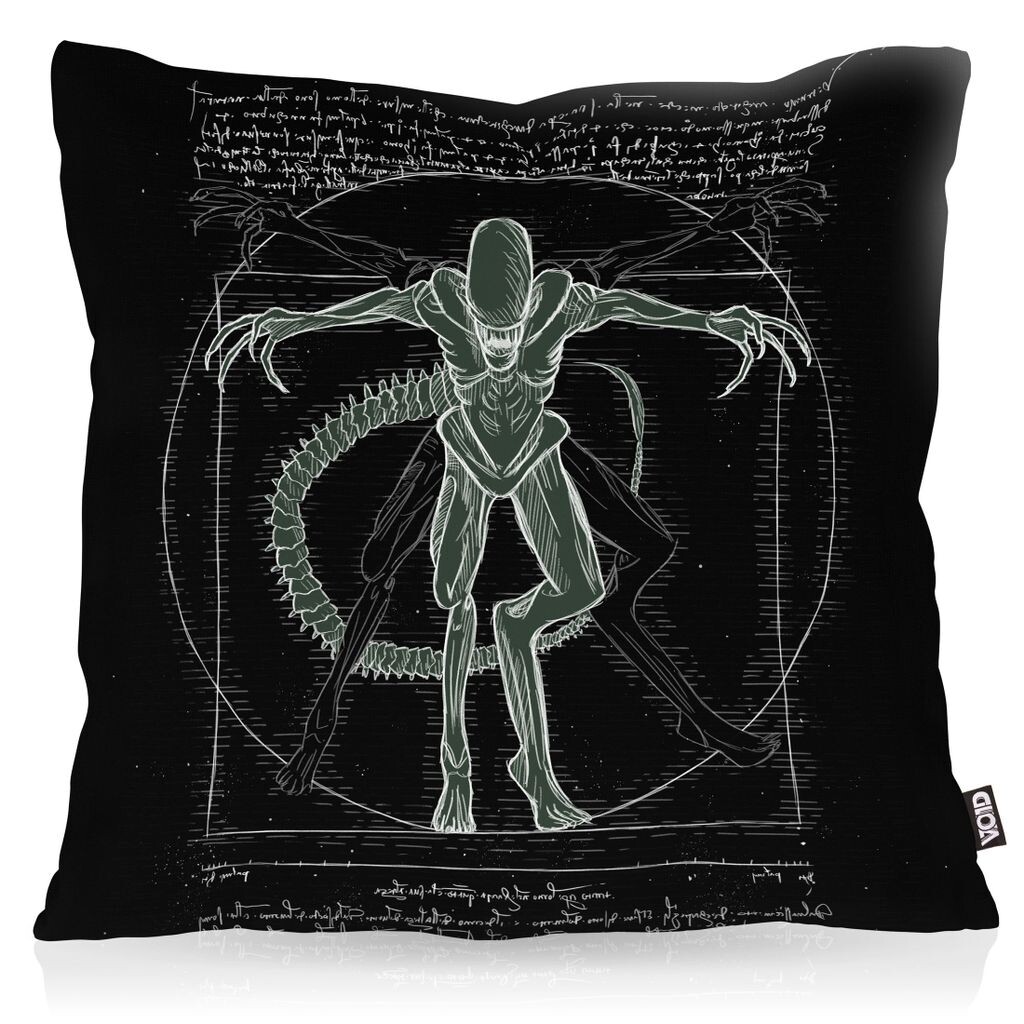 

Чехол на подушку VOID Vitruvian Xenomorph, чехол для подушки из полиэстера, водонепроницаемый для улицы, Ripley Alien Monster, размер подушки: 80 x 80 см, цвет подушки: черный