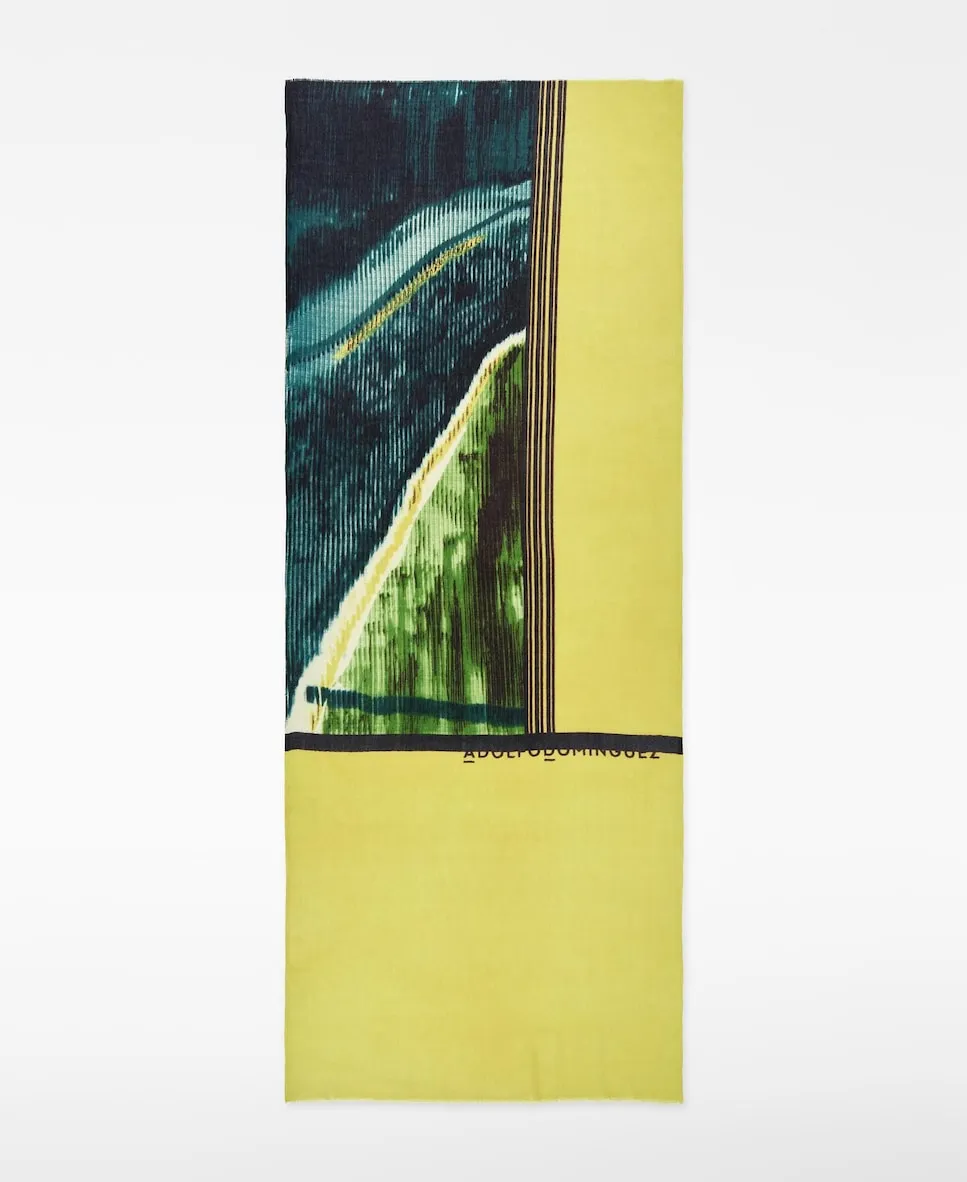 

Женский шарф с принтом из мериносовой шерсти Adolfo Dominguez, желтый