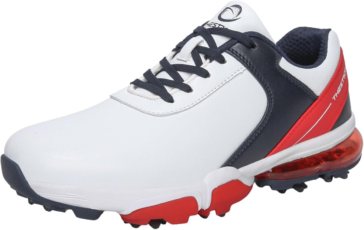 

Водонепроницаемые мужские гольф туфли из кожи с шипами, кроссовки для тренировок гольфистов, противоскользящая обувь для ходьбы, спортивные тренировочные кроссовки для гольфа Omcam, красный