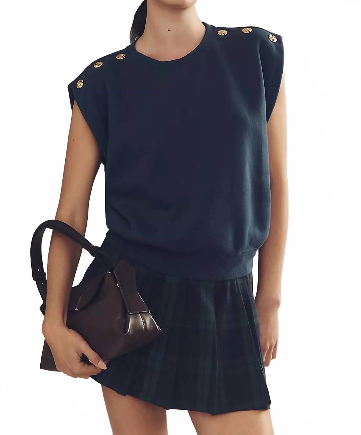 

Хлопковый жилет в темно-синем цвете с золотыми пуговицами в виде якоря Clare V.