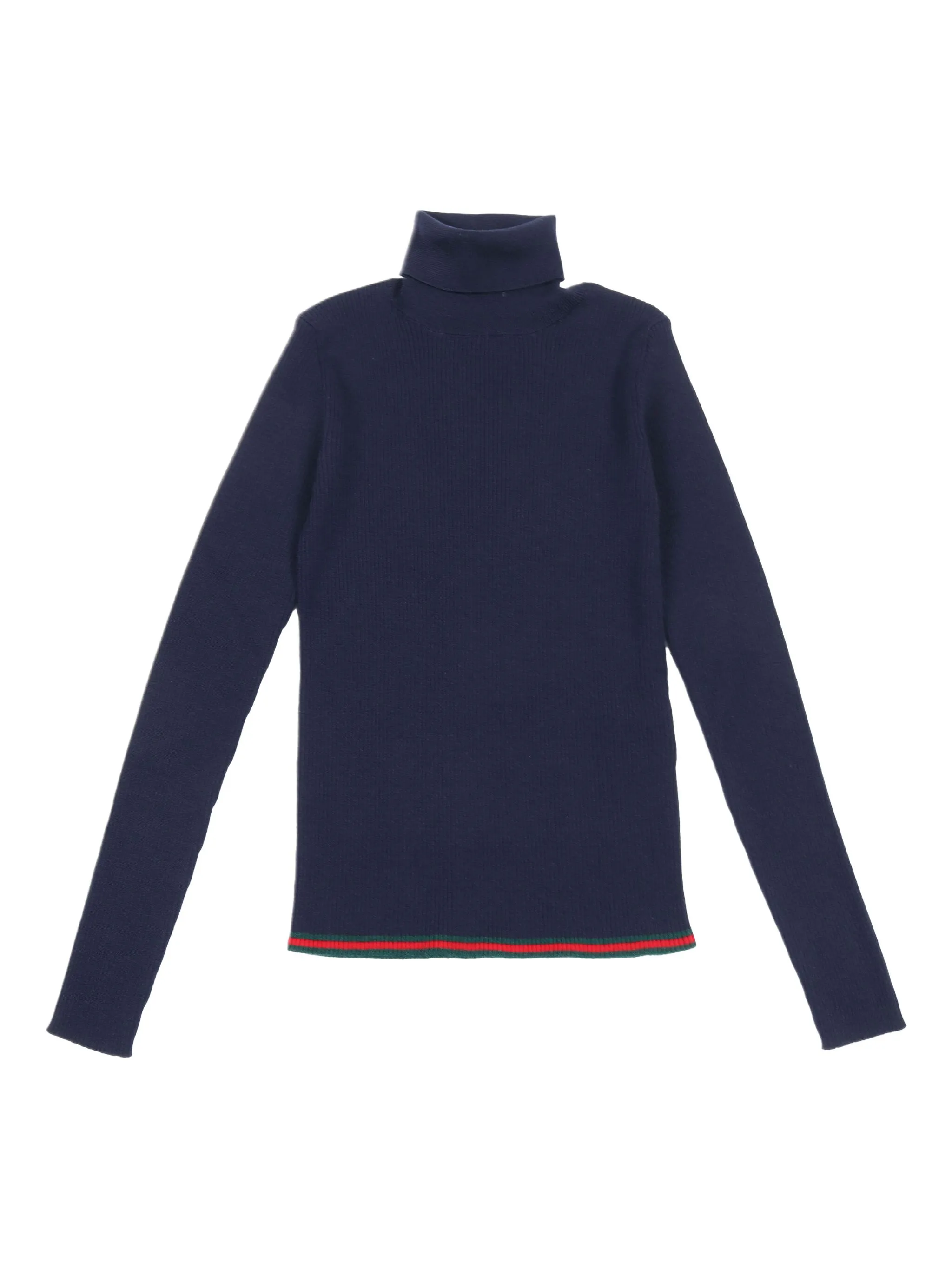 

Шерстяной свитер в рубчик с высоким воротником Gucci Kids, синий