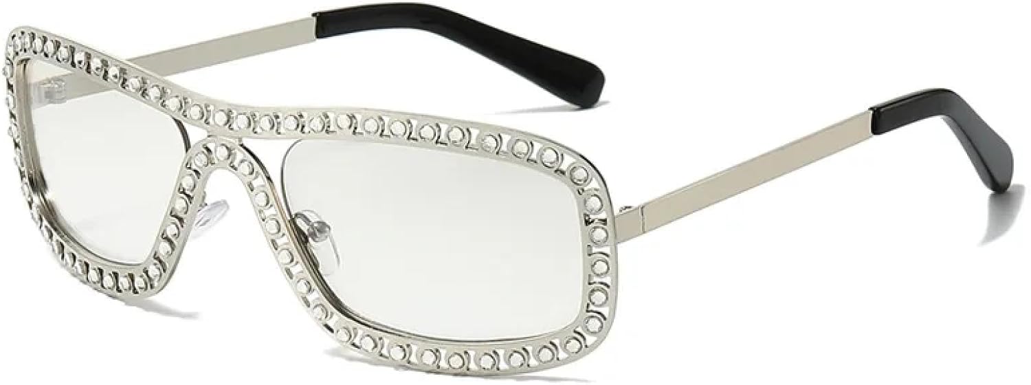 

Ретро-солнцезащитные очки с бриллиантами, увеличенного размера, с защитой от УФ-излучения UV400, модные очки для женщин и мужчин, класса люкс VVTWSSW, Silver-lightsilver