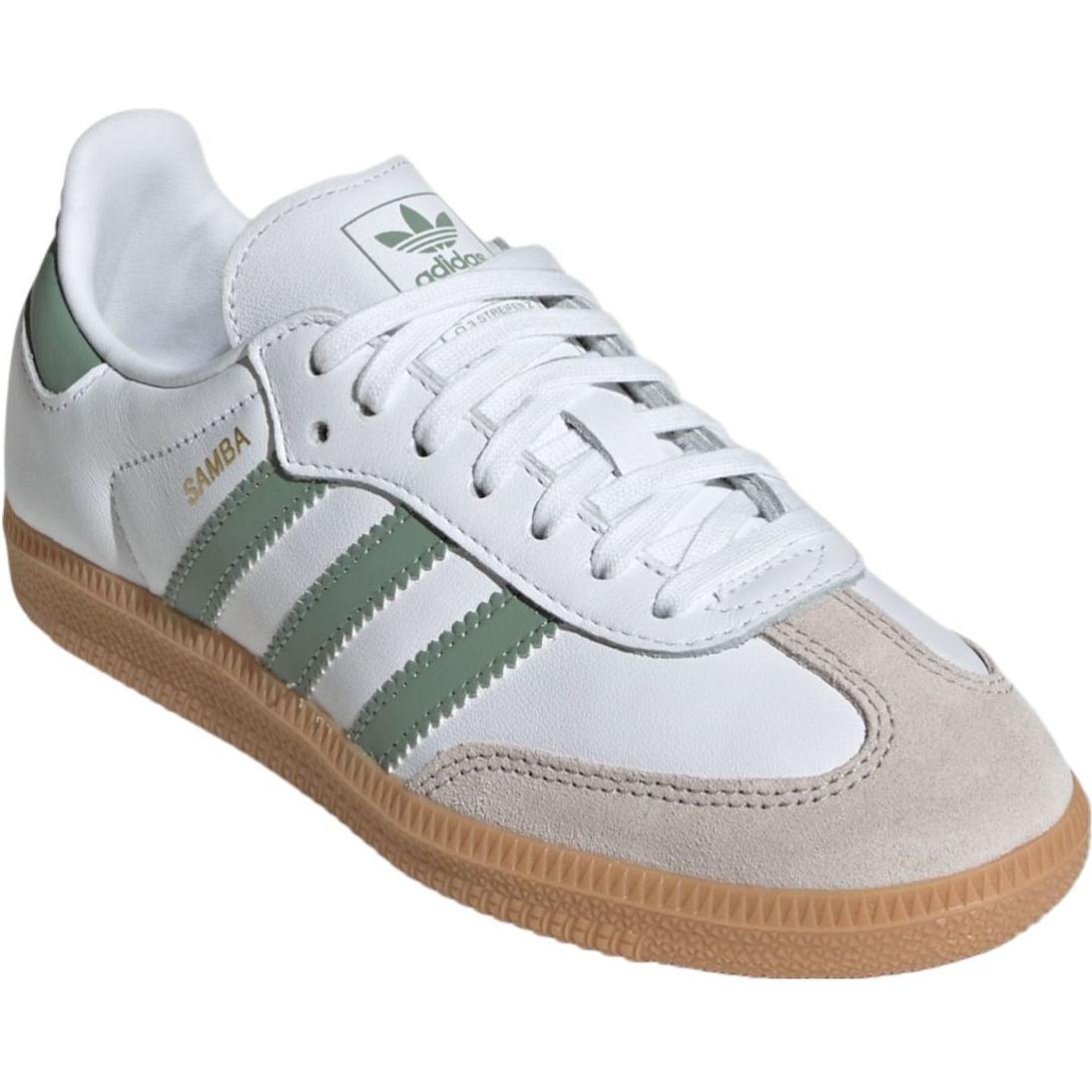 Adidas Originals Samba OG нескользящие износостойкие низкие детские скейтбординг кроссовки white/green для подростков — фото 4