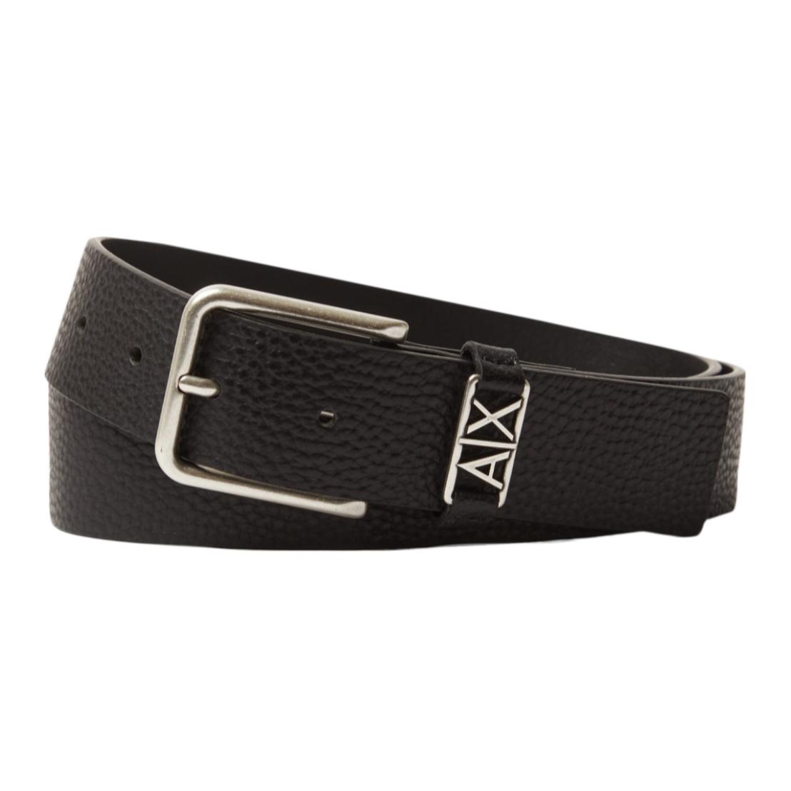

ARMANI EXCHANGE Значок для украшения Пряжка кожаный ремень мужской черный, Black