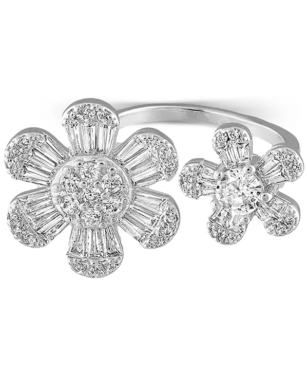 

Кольцо с регулируемой подвеской в виде цветка из кубического циркония на металлическом тоне меди Ben Oni, silver