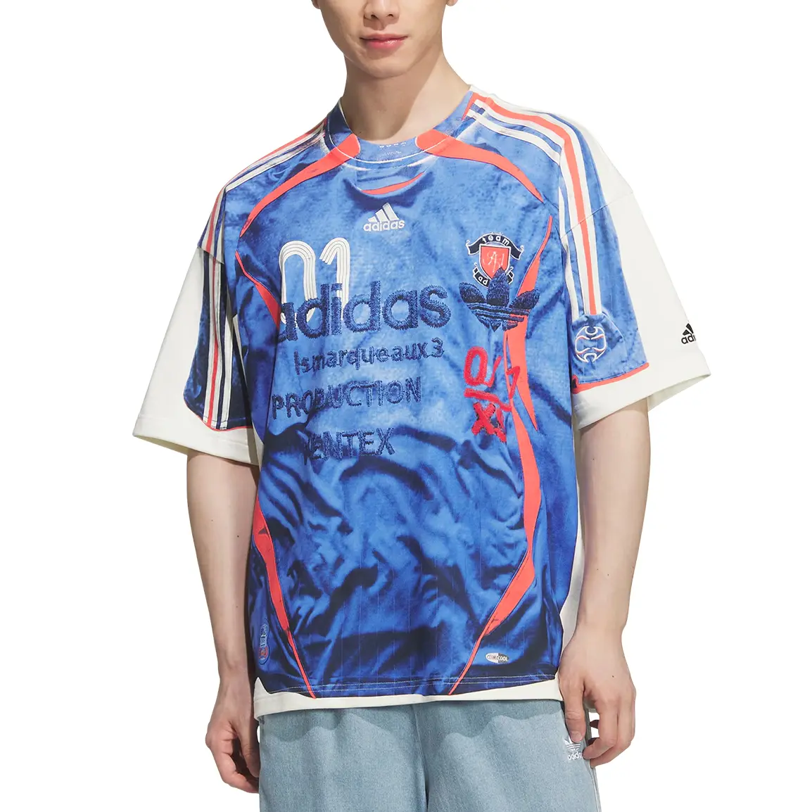 Футболка Unisex Adidas Originals, синий/белый/красный — фото 3