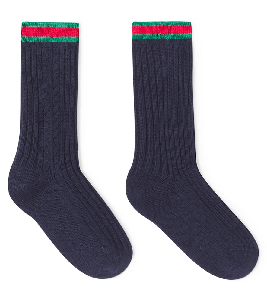 

Хлопковая носк с полоской Gucci Kids, Navy/Dark Green