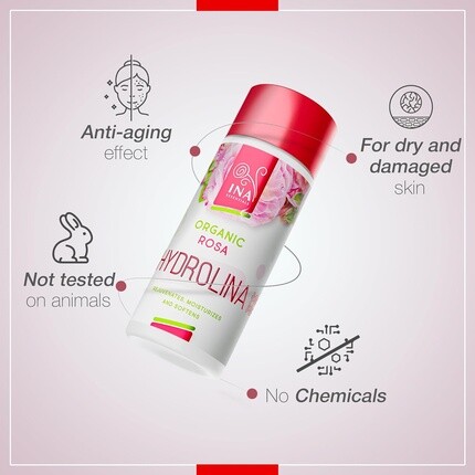 Тоник Inaessentials — Organic Rose Water Hydrolina Увлажняющий для сухой кожи для ухода за кожей лица и тела — фото 2