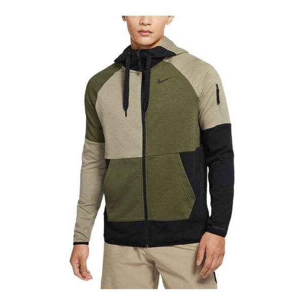 

Толстовка Nike DRI-FIT color block hooded jacket 'Olive', зеленый