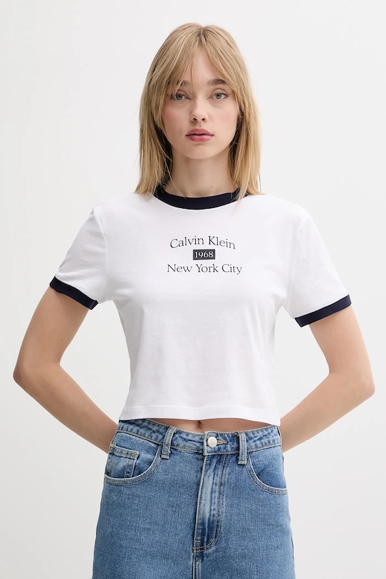 

Хлопковая футболка Calvin Klein Jeans, белый