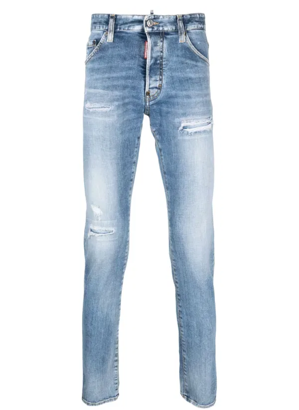 Рваные джинсы прямого кроя Dsquared2, синий