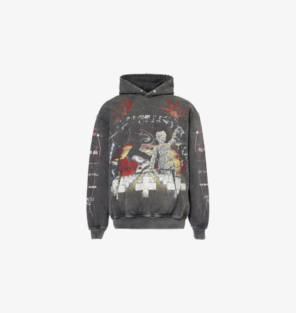 

Represent x metallica свободная толстовка из хлопкового джерси с карманом-кенгуру Represent, серый