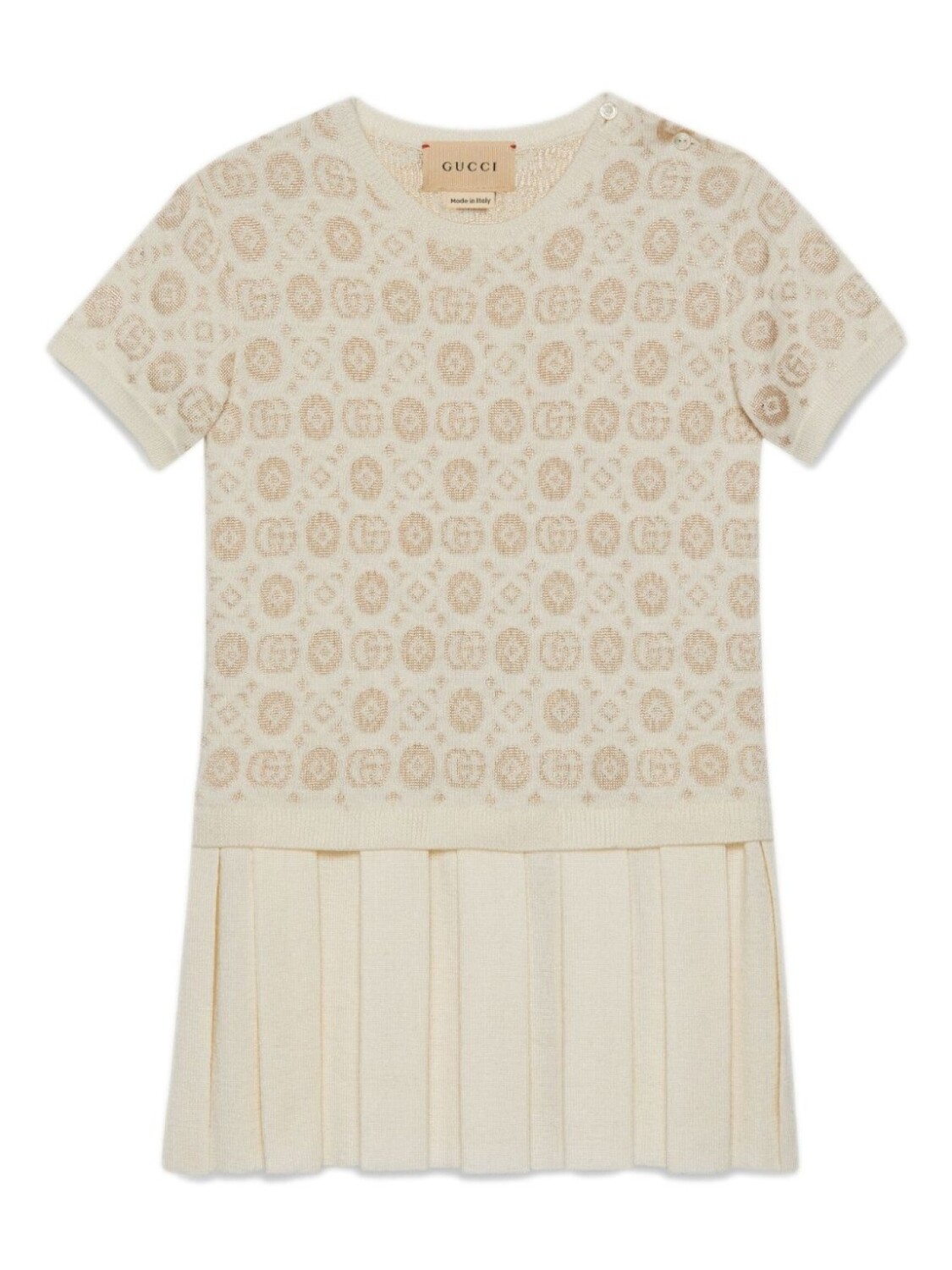 

Gucci Kids шерстяное платье с логотипом Double G, нейтральный цвет