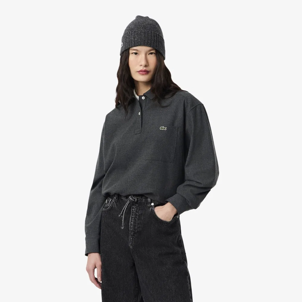 Топ женский Lacoste Flannel Polo, серый