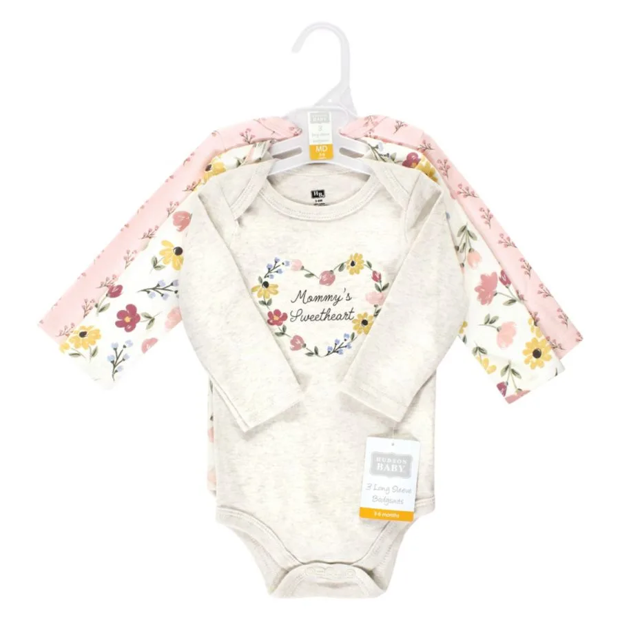 Комплект из 3 хлопковых боди с длинными рукавами Hudson Baby, Soft Painted Floral — фото 2