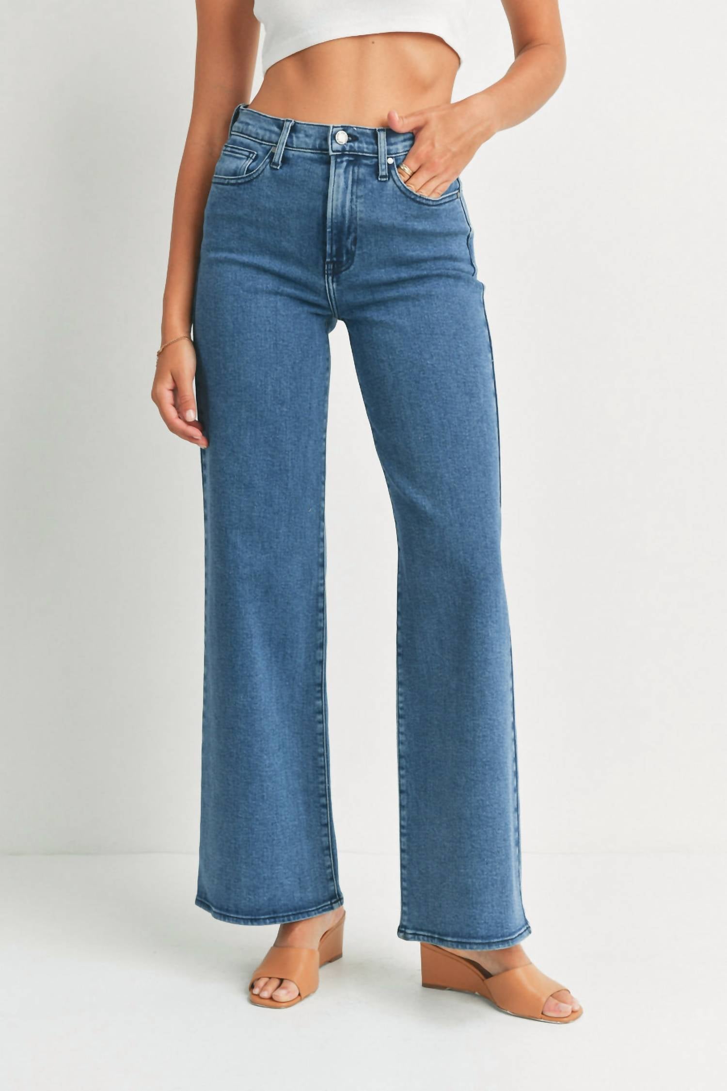 

Джинсы Palazzo с широкими штанинами в среднем дениме JBD., Medium Denim