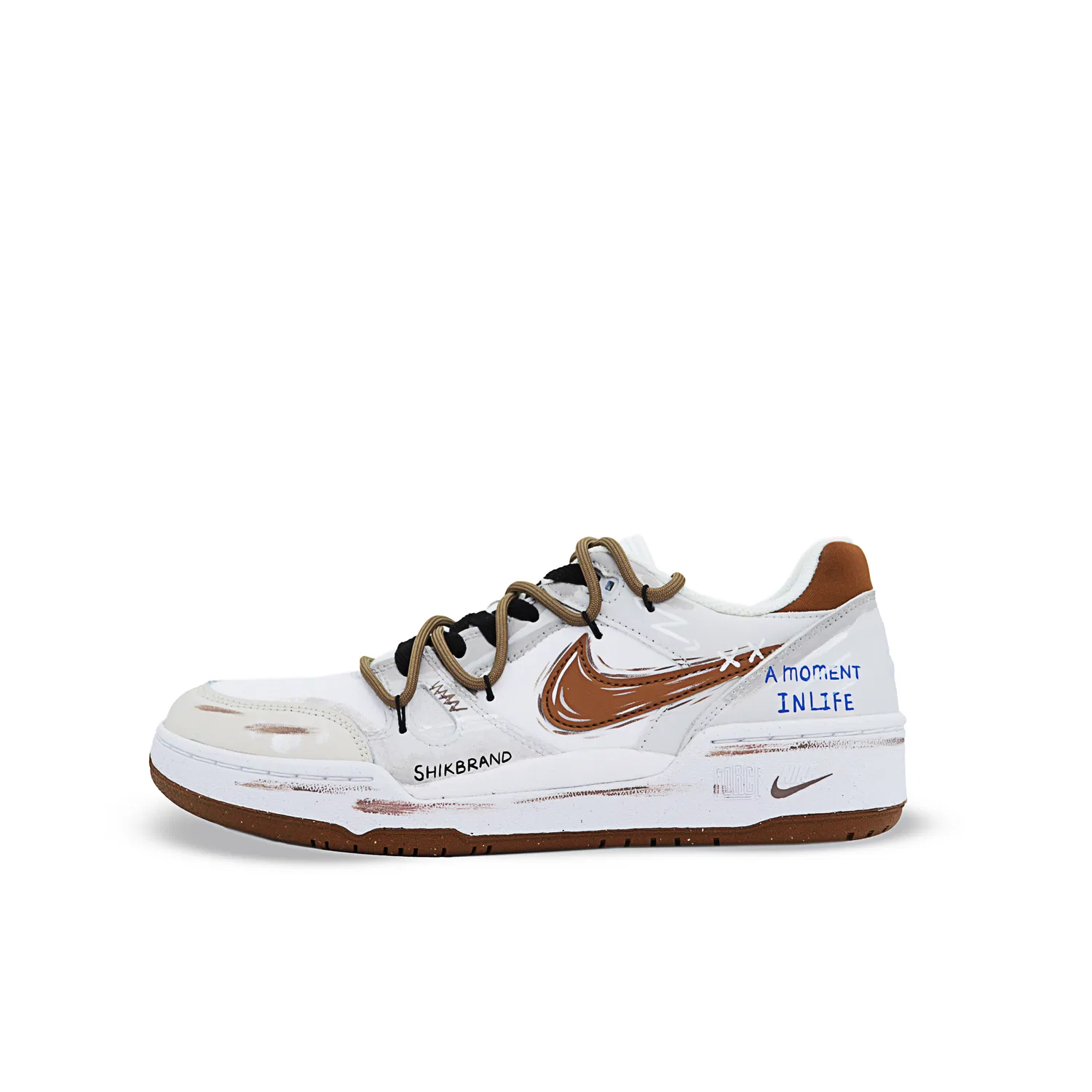 Кроссовки для скейтбординга Nike Full Force коричнево-белые — фото 4